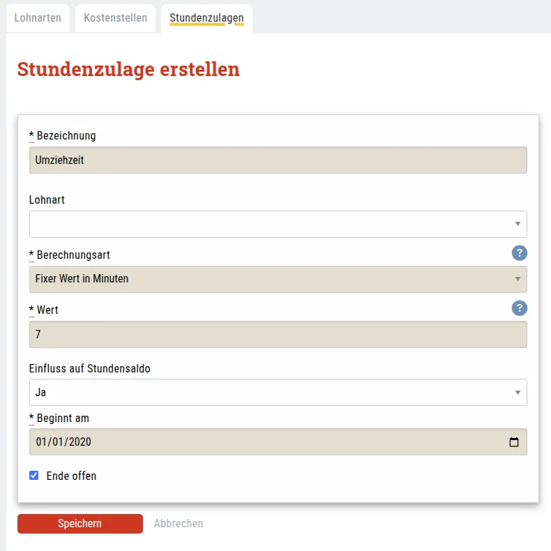 Fixe Stundenzulage