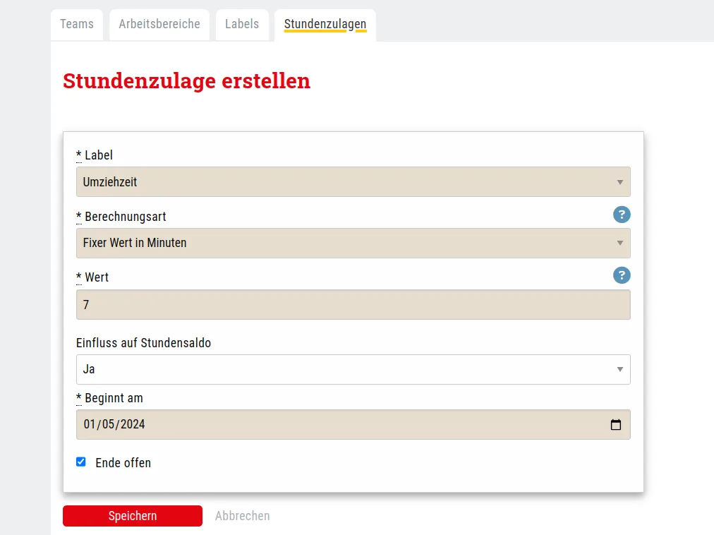 Fixe Stundenzulage