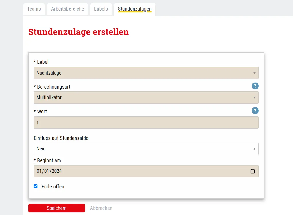 Stundenzulagen: Nachtzulage